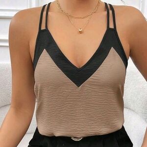 Black and Tan Women's Strappy Top